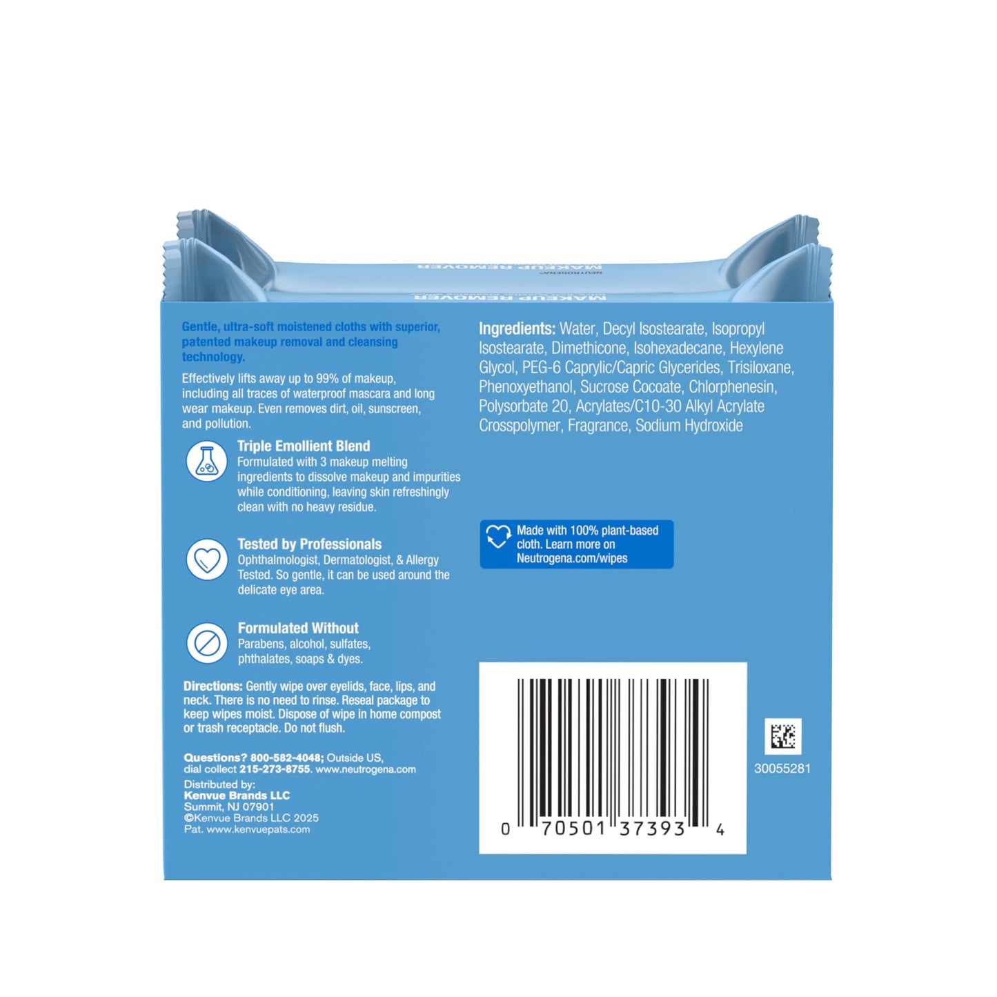 Neutrogena Micellar Makeup Remover Wipes | Compostable & Alcohol-Free