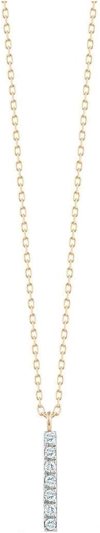 14K Gold Diamond La Barre Necklace – 0.18ct
