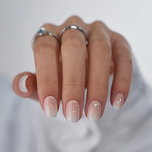 BTArtbox Soft Gel Press On Nails: Short Square Ombre | Vanilla Cream