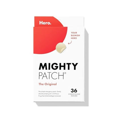 Hero Mighty Patch Original: Hydrocolloid Pimple Patch for Shrinking Zits in 1 Use (36 Ct)