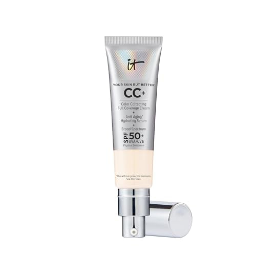 IT Cosmetics CC+ Cream SPF 50+ | Full Coverage Foundation & Serum |Anti-Aging Hydrating Serum & Color Corrector