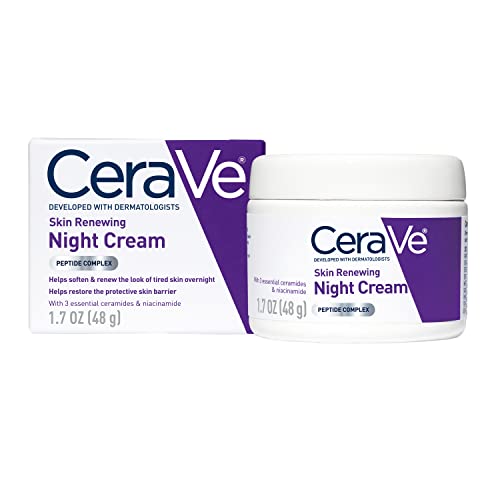 CeraVe Skin Renewing Night Cream - Peptide Complex, Hyaluronic Acid & 3 Essential Ceramides - Fragrance-Free (1.7 Oz)