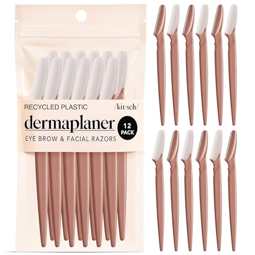 Kitsch Dermaplane Razor for Face & Eyebrow Trimmer – Exfoliating Facial Shaver, Terracotta (12 pcs)
