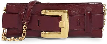 Balmain Anthem Leather Clutch | Gold Buckle & Strap | Made in Italy