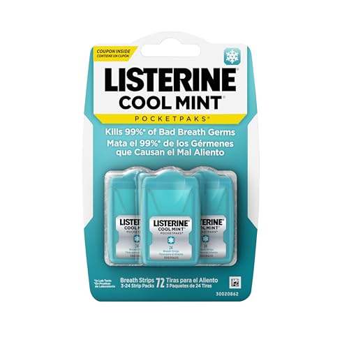Listerine PocketPaks Cool Mint Breath Strips - Kills 99% of Bad Breath Germs