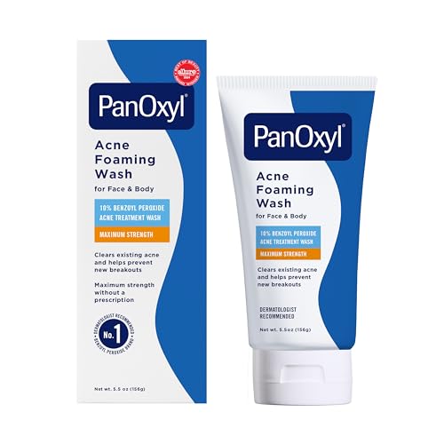PanOxyl Maximum Strength Acne Foaming Wash - Benzoyl Peroxide 10% Antimicrobial, 5.5 Oz