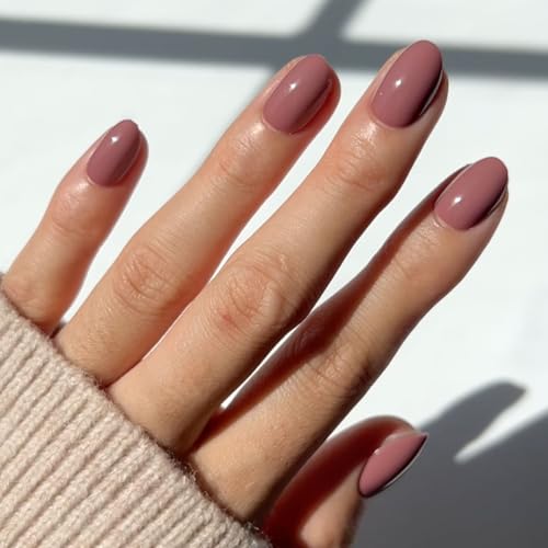 Glamnetic Fall Mauve Press On Nails | Short Oval Salon Quality