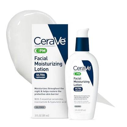 CeraVe PM Facial Moisturizing Lotion - Night Cream with Niacinamide & Hyaluronic Acid, Oil-Free