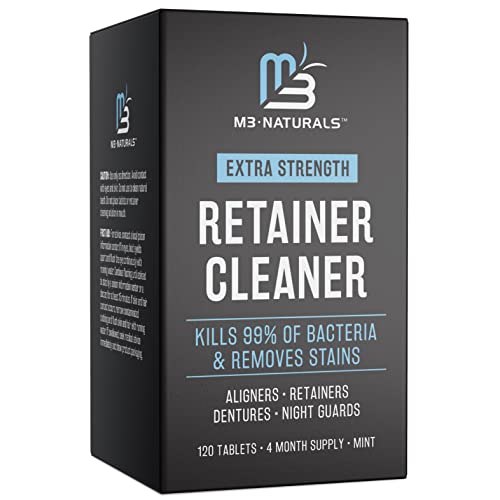 M3 Naturals Extra Strength Retainer & Invisalign Cleaner Tablets - Removes Odor, Stains, Plaque (120 Count)