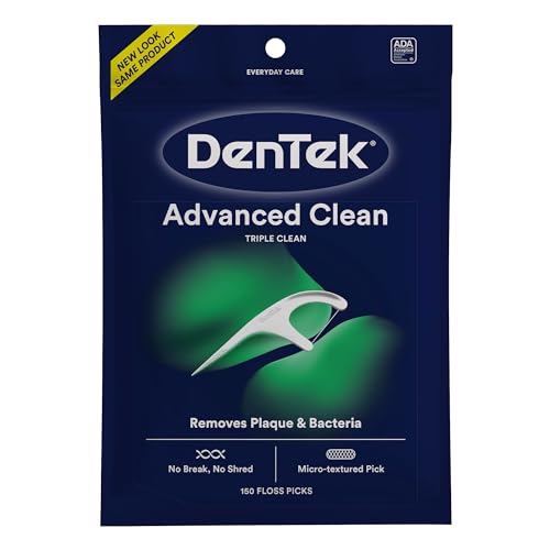 DenTek Triple Clean Advanced Floss Picks - No Break, No Shred Floss with Micro-Textured Pick (150 Ct)