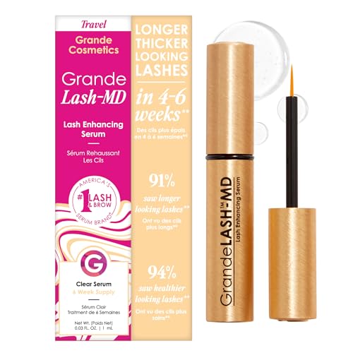 GrandeLASH-MD Lash Enhancing Serum (1mL, 6 Week Supply) - Longer, Thicker Lashes with Peptides & Vitamins