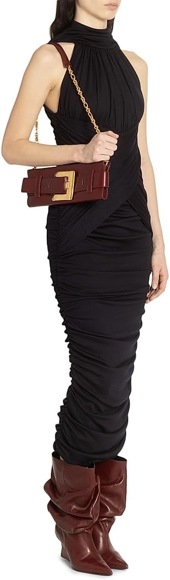 Balmain Anthem Leather Clutch | Gold Buckle & Strap | Made in Italy