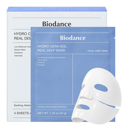 BIODANCE Bio-Collagen Real Deep Mask – Hydrating Overnight Hydrogel Sheet Mask for Pore Minimizing, Firming, Brightening & Sensitive Skin | Korean Skincare | 1.19oz x 4