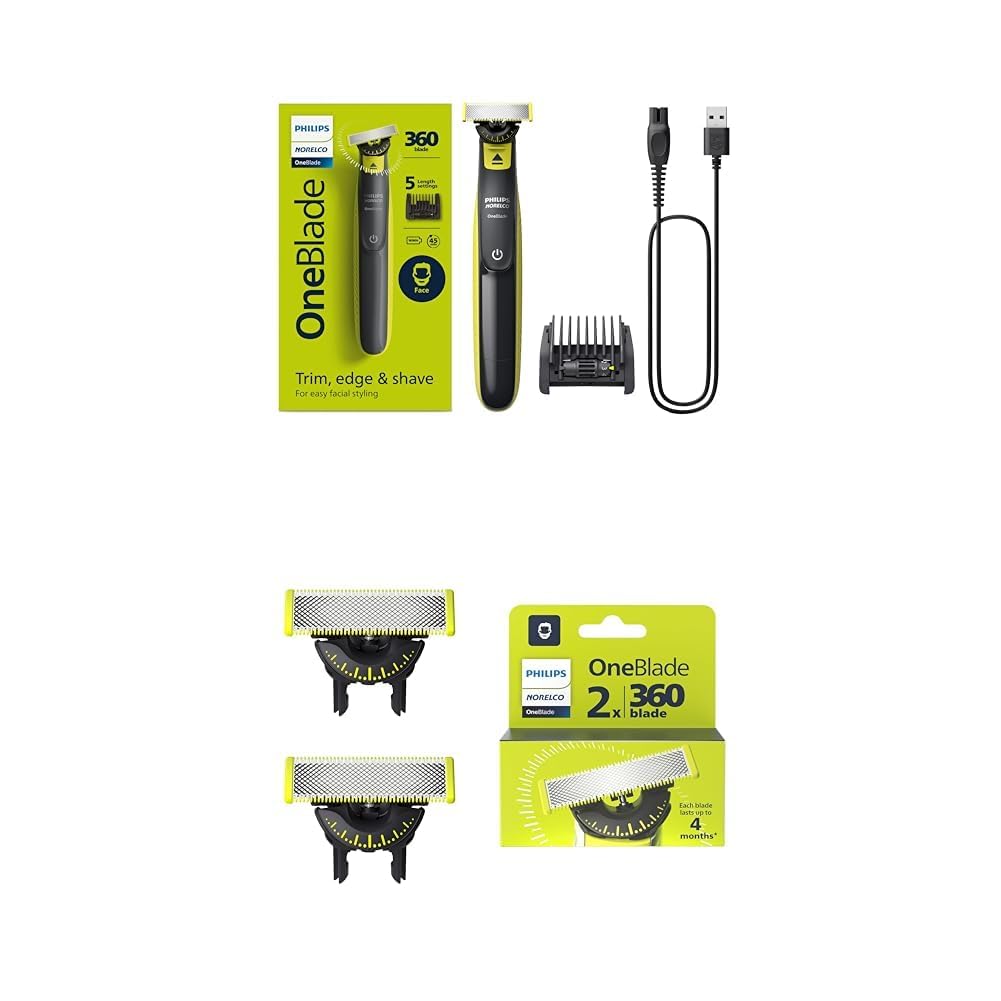 Philips Norelco OneBlade 360 Hybrid Electric Trimmer & Shaver with 5-in-1 Adjustable Comb