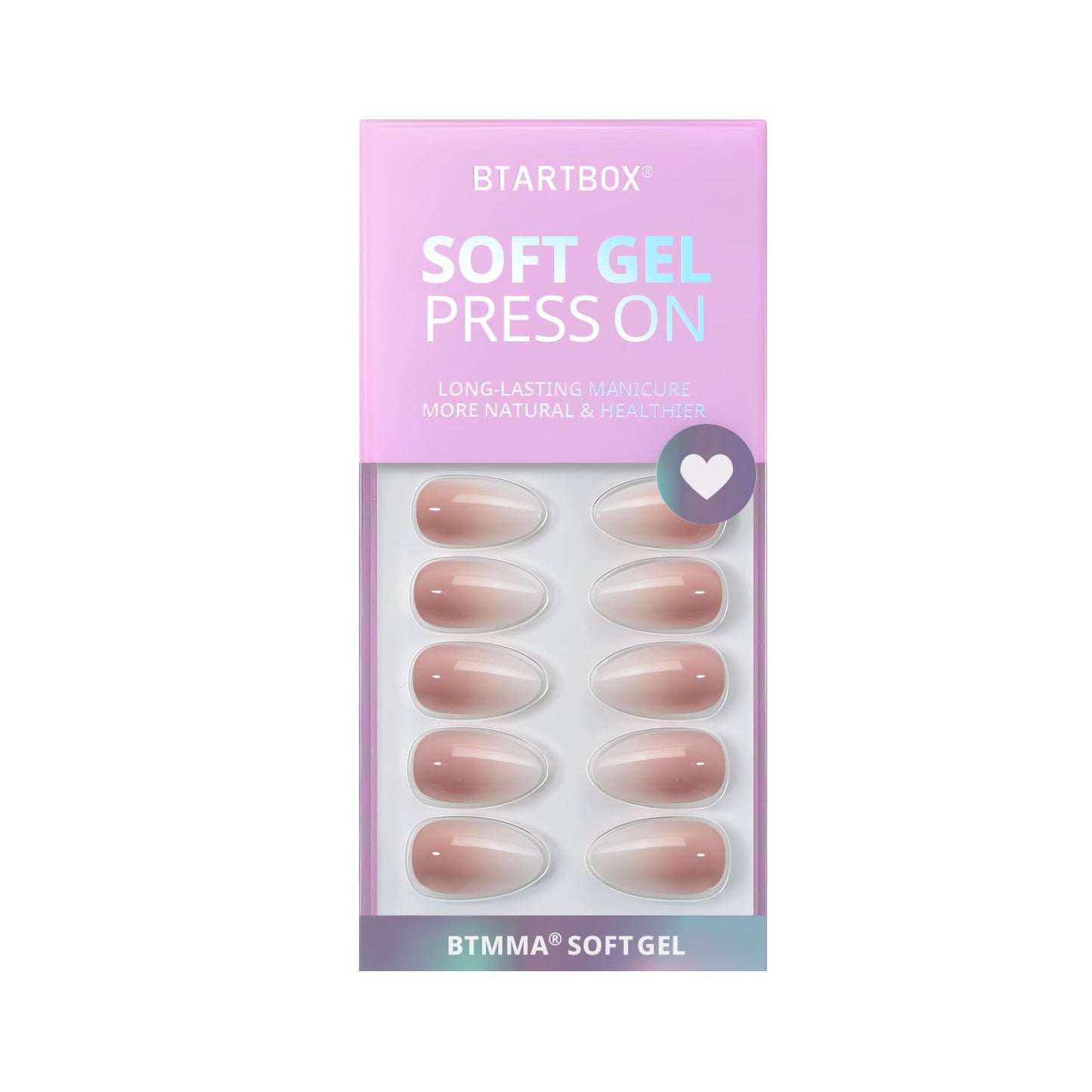 BTArtbox Soft Gel Press On Nails: Short Square Ombre | Vanilla Cream