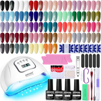 JODSONE 32 Color Gel Nail Kit w/ UV Light & 3 Top Coats | Gift Set