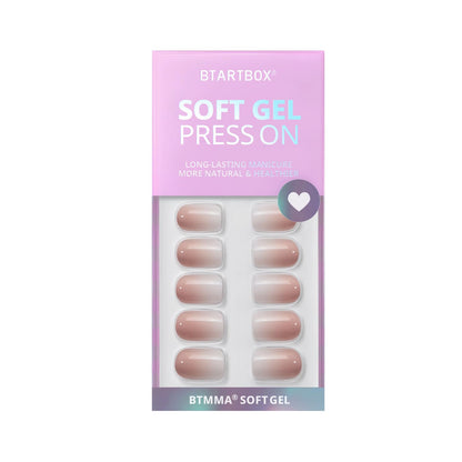 BTArtbox Soft Gel Press On Nails: Short Square Ombre | Vanilla Cream