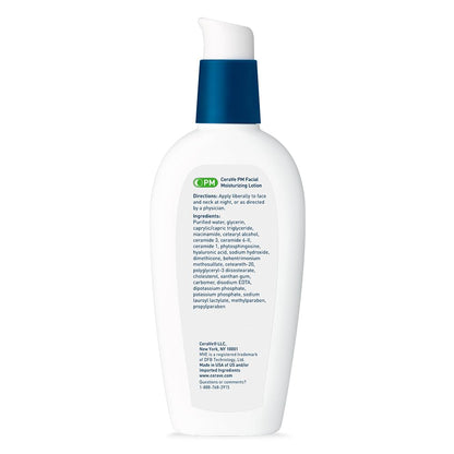 CeraVe PM Facial Moisturizing Lotion - Night Cream with Niacinamide & Hyaluronic Acid, Oil-Free