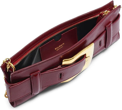 Balmain Anthem Leather Clutch | Gold Buckle & Strap | Made in Italy