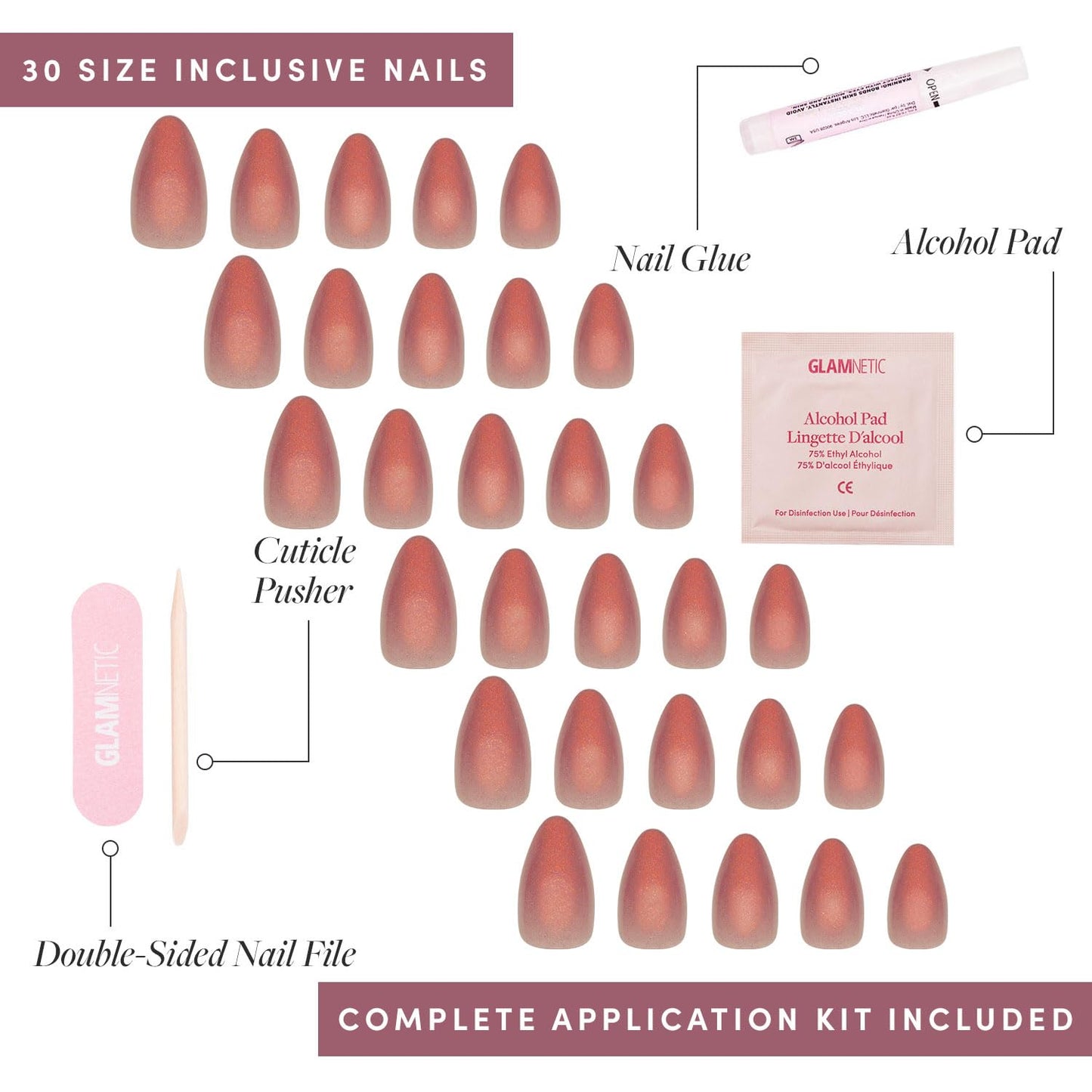 Glamnetic Fall Mauve Press On Nails | Short Oval Salon Quality