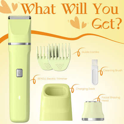 Risina Bikini Trimmer & Electric Razor for Women - Painless, IPX7 Waterproof Body & Facial Shaver