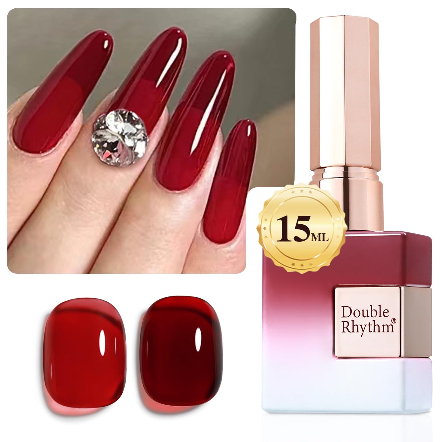 Burgundy 15ML Soak Off Gel Nail Polish - Sheer Finish, 28-Day Wear