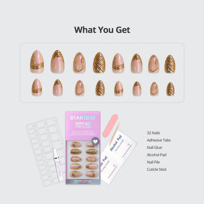 BTArtbox Soft Gel Press On Nails: Short Square Ombre | Vanilla Cream