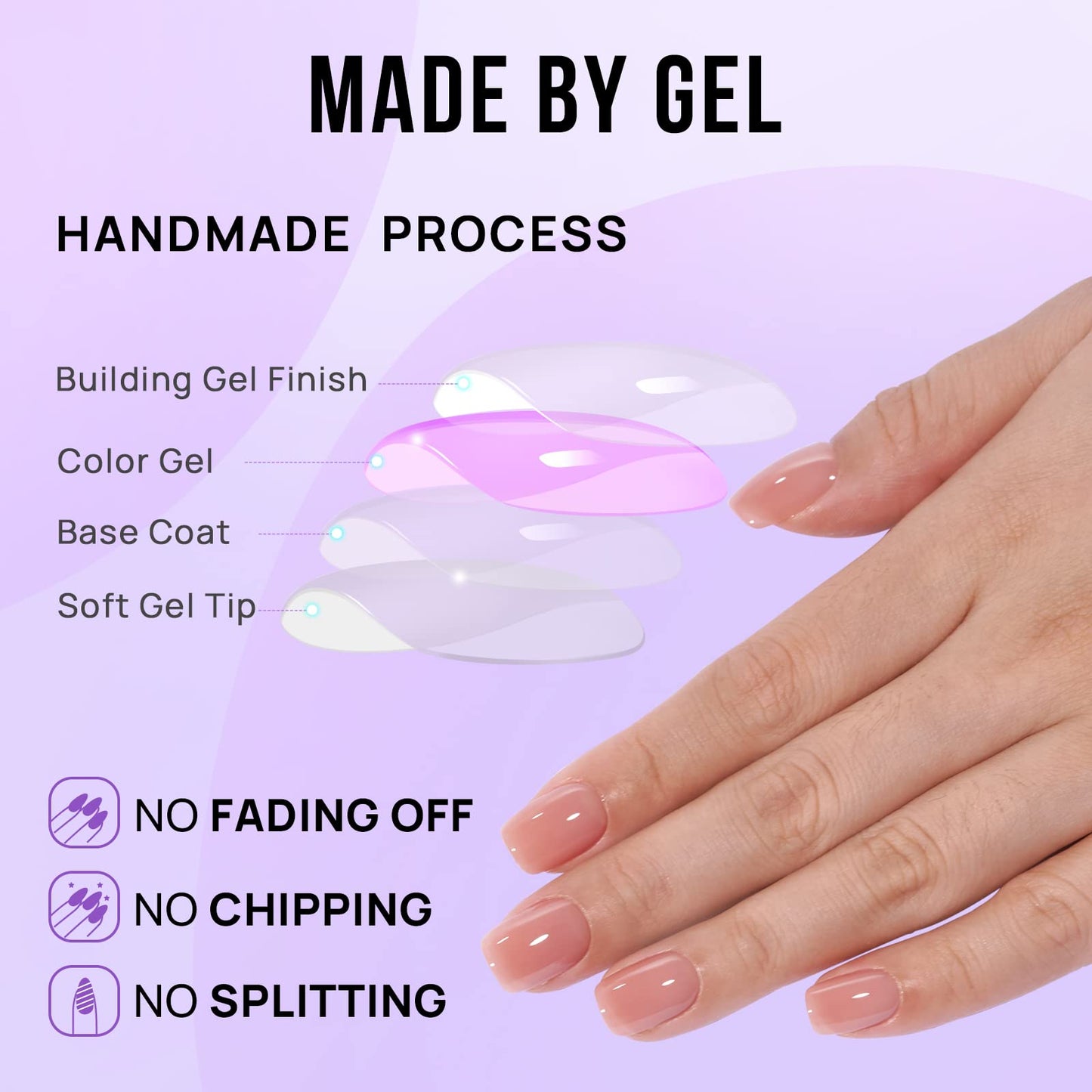 BTArtbox Soft Gel Press On Nails: Short Square Ombre | Vanilla Cream