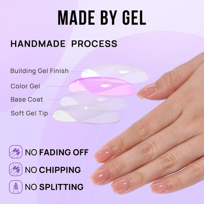 BTArtbox Soft Gel Press On Nails: Short Square Ombre | Vanilla Cream