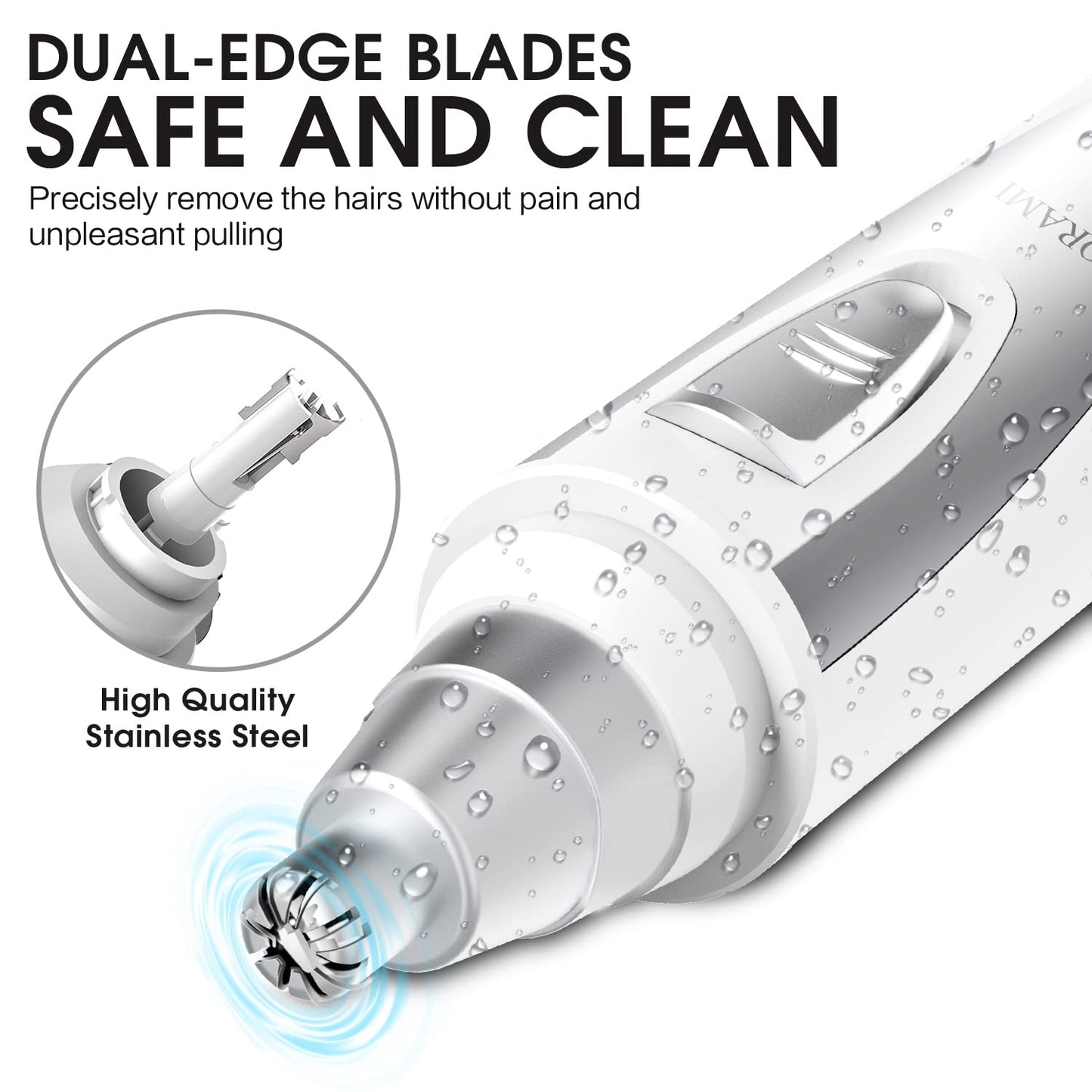 Ear & Nose Hair Trimmer Clipper - Professional, Painless, IPX7 Waterproof for Men & Women