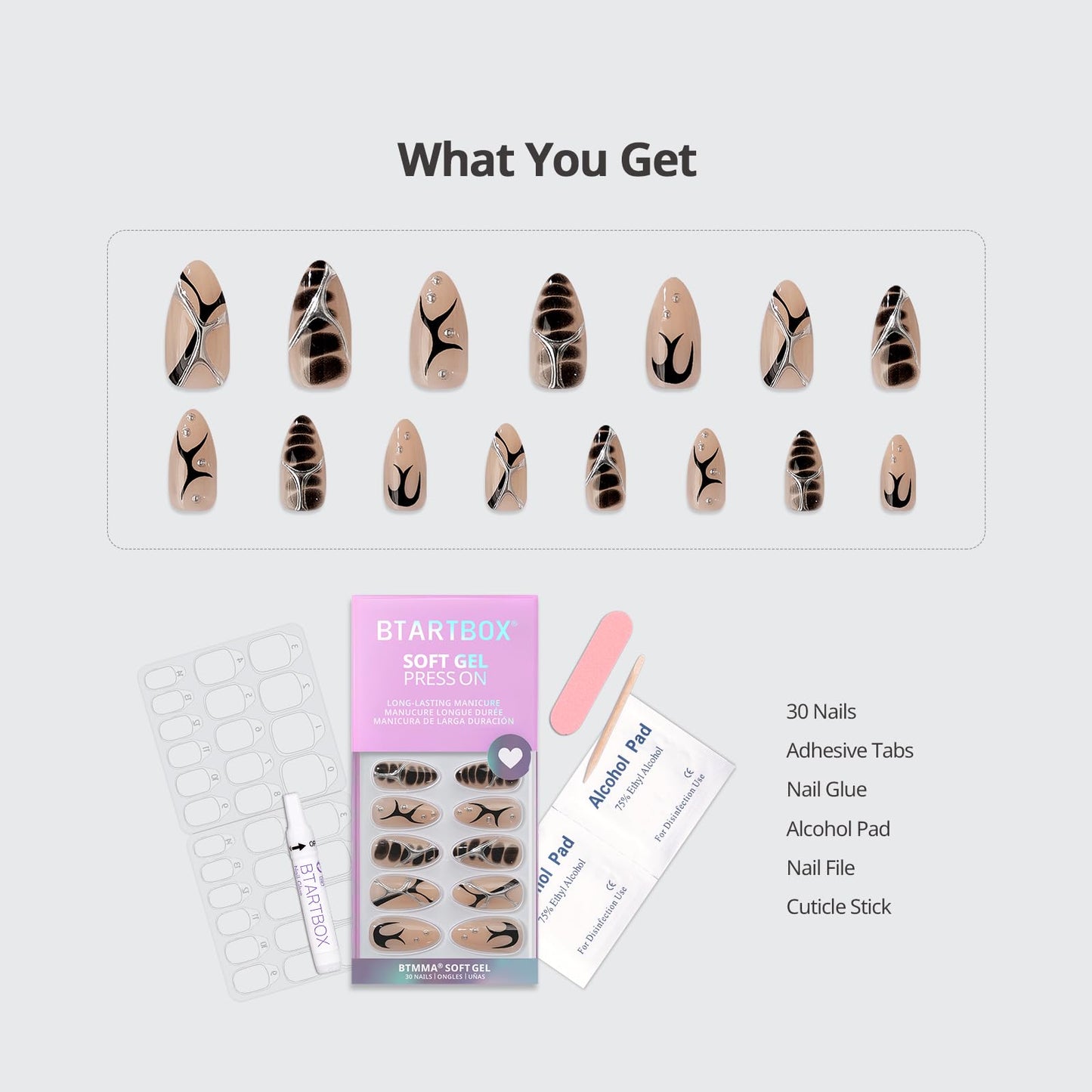 BTArtbox Soft Gel Press On Nails: Short Square Ombre | Vanilla Cream