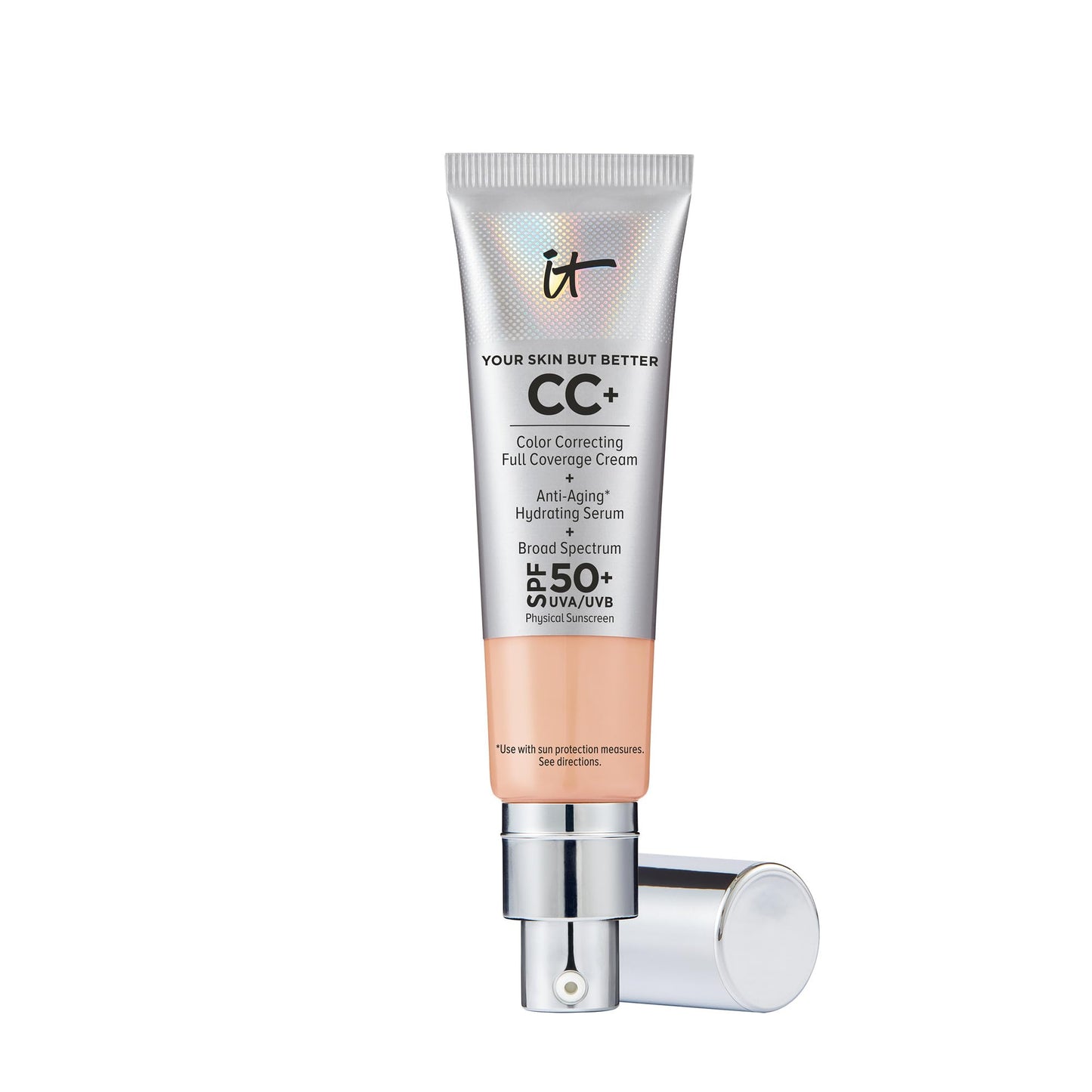 IT Cosmetics CC+ Cream SPF 50+ | Full Coverage Foundation & Serum |Anti-Aging Hydrating Serum & Color Corrector