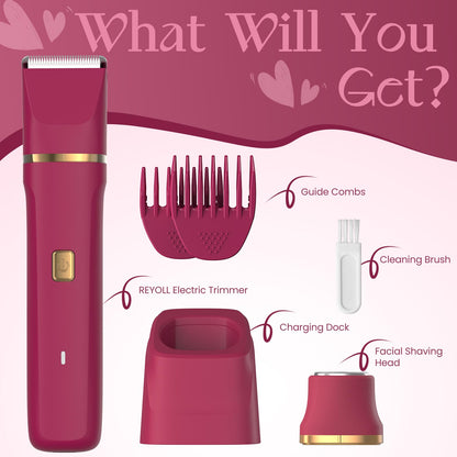 Risina Bikini Trimmer & Electric Razor for Women - Painless, IPX7 Waterproof Body & Facial Shaver