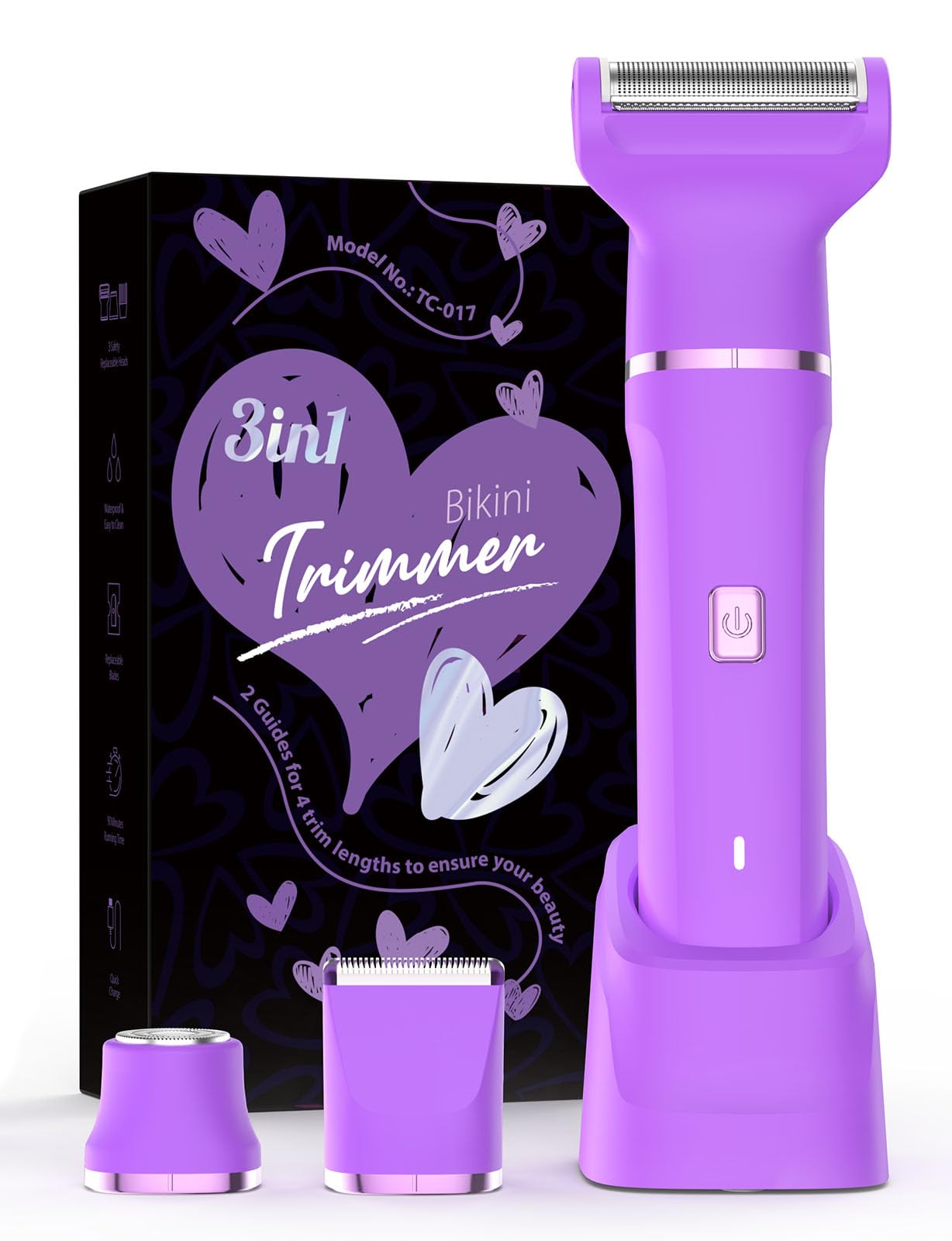 Risina Bikini Trimmer & Electric Razor for Women - Painless, IPX7 Waterproof Body & Facial Shaver