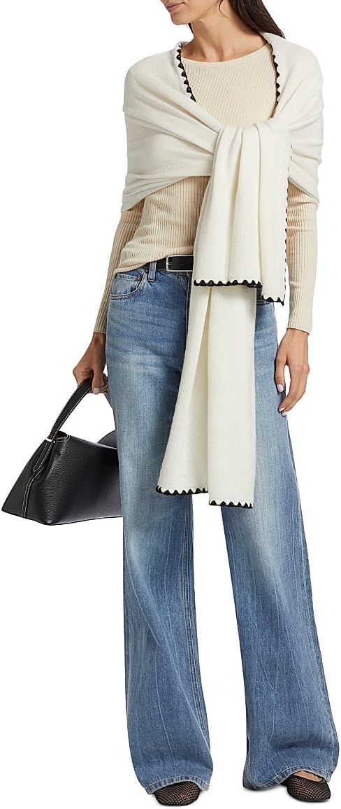 Whipstitch-Trimmed Cashmere Scarf – Luxury Oversized Wrap