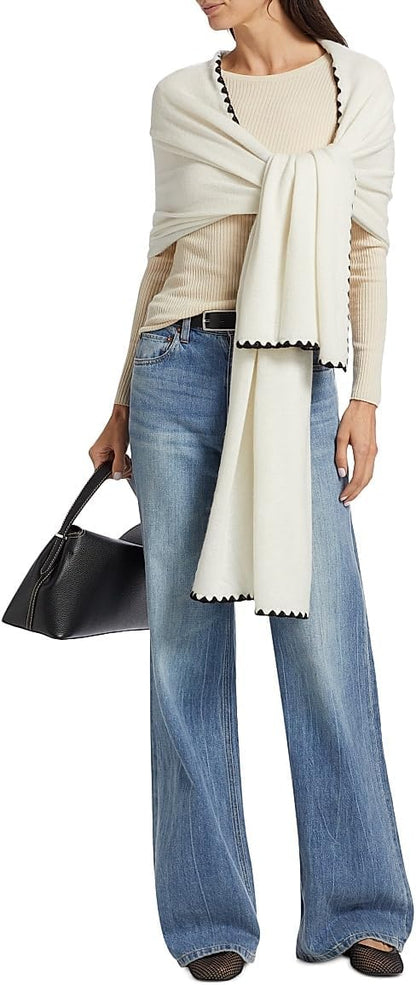 Whipstitch-Trimmed Cashmere Scarf – Luxury Oversized Wrap