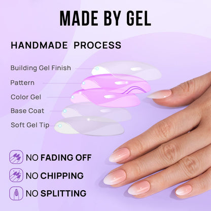 BTArtbox Soft Gel Press On Nails: Short Square Ombre | Vanilla Cream