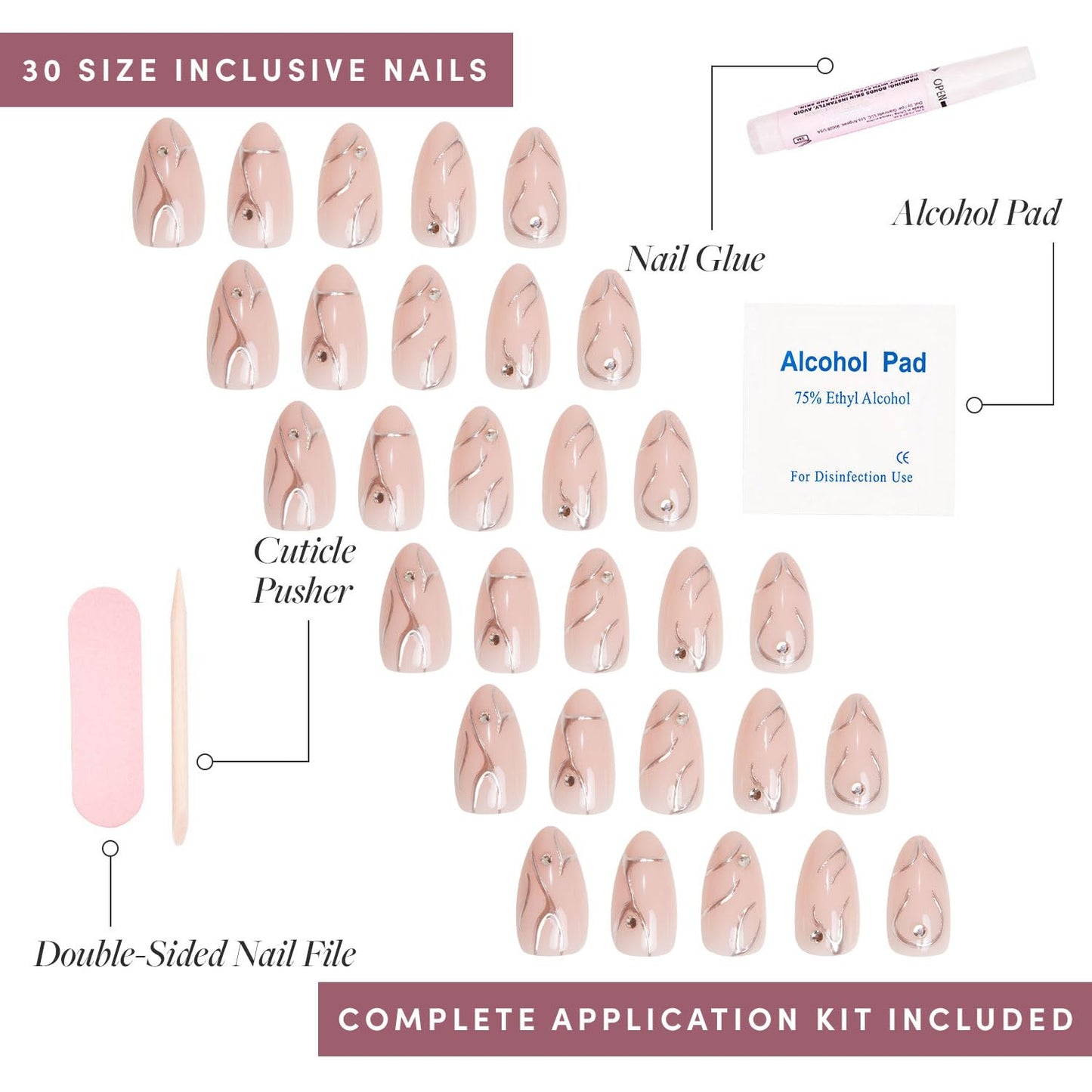 Glamnetic Fall Mauve Press On Nails | Short Oval Salon Quality