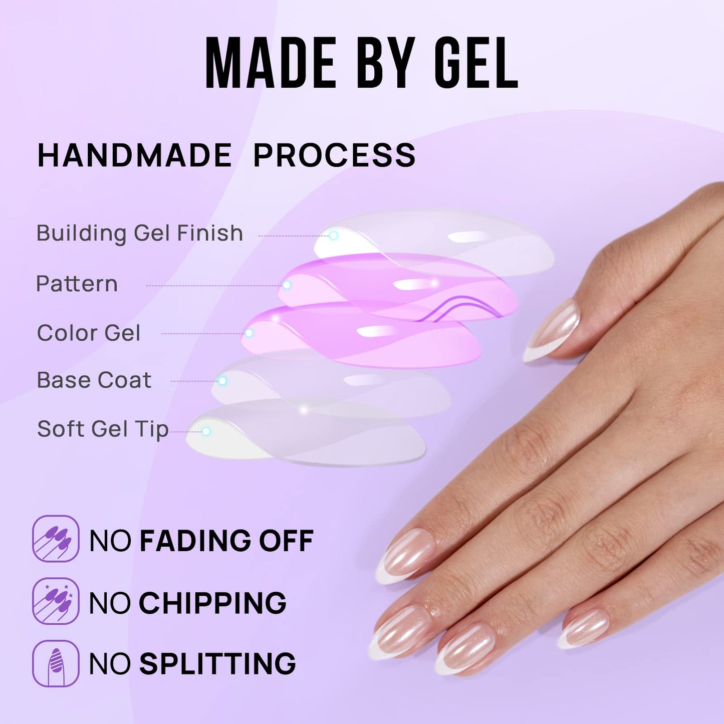 BTArtbox Soft Gel Press On Nails: Short Square Ombre | Vanilla Cream