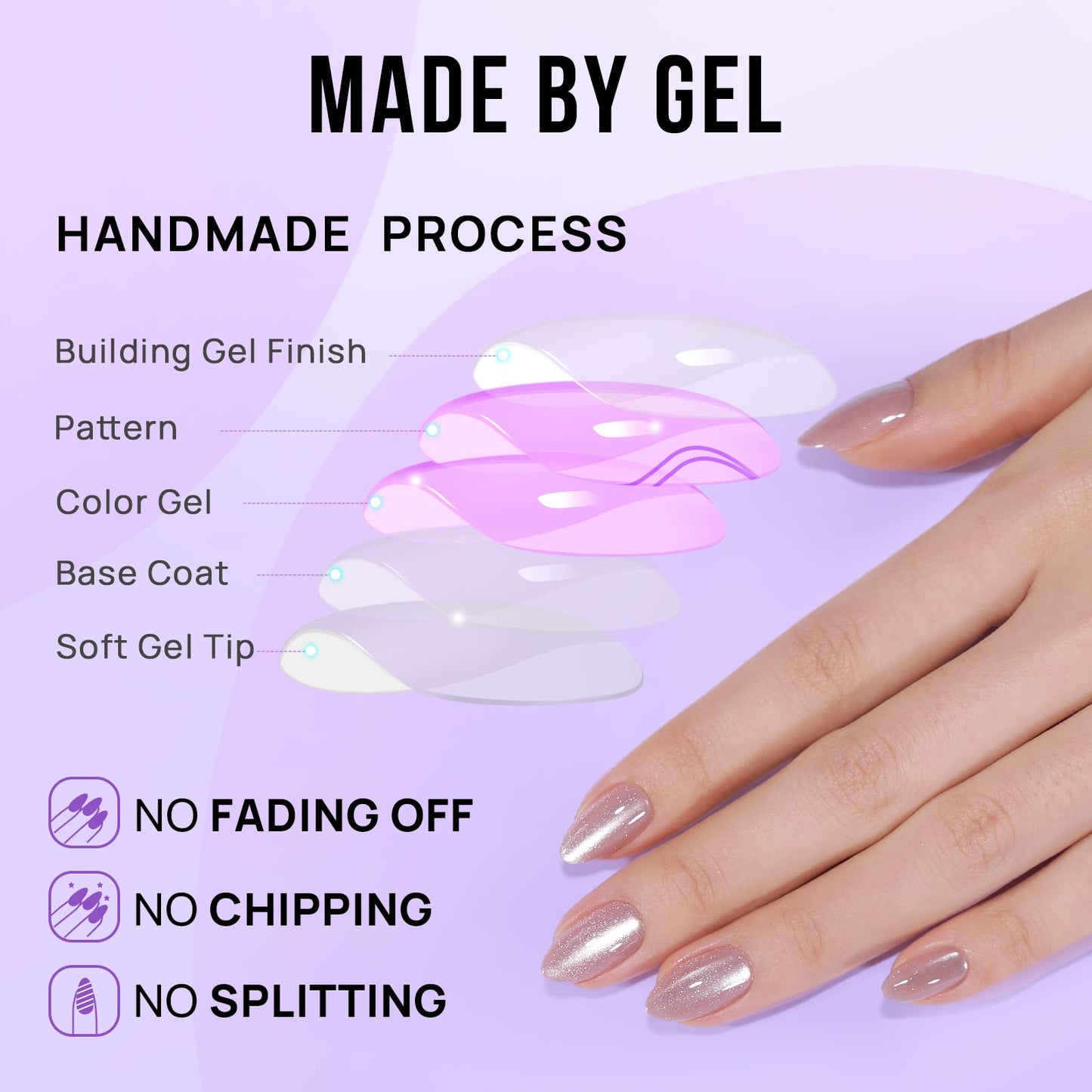 BTArtbox Soft Gel Press On Nails: Short Square Ombre | Vanilla Cream