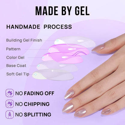 BTArtbox Soft Gel Press On Nails: Short Square Ombre | Vanilla Cream