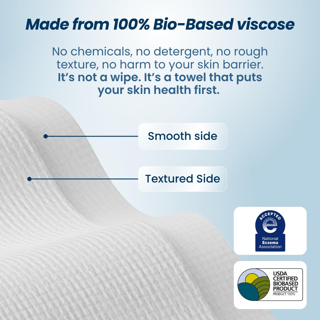 Clean Skin Club Clean Towels XL: 100% Biobased Disposable Face Towel for Clearer Skin