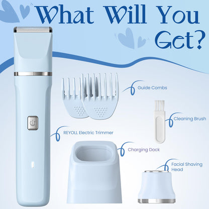 Risina Bikini Trimmer & Electric Razor for Women - Painless, IPX7 Waterproof Body & Facial Shaver