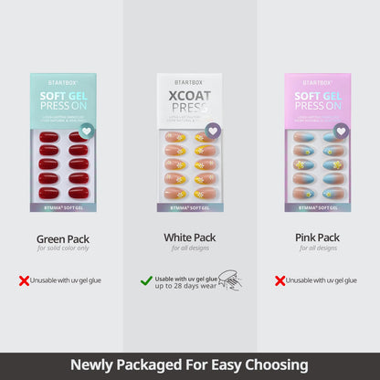 BTArtbox Soft Gel Press On Nails: Short Square Ombre | Vanilla Cream