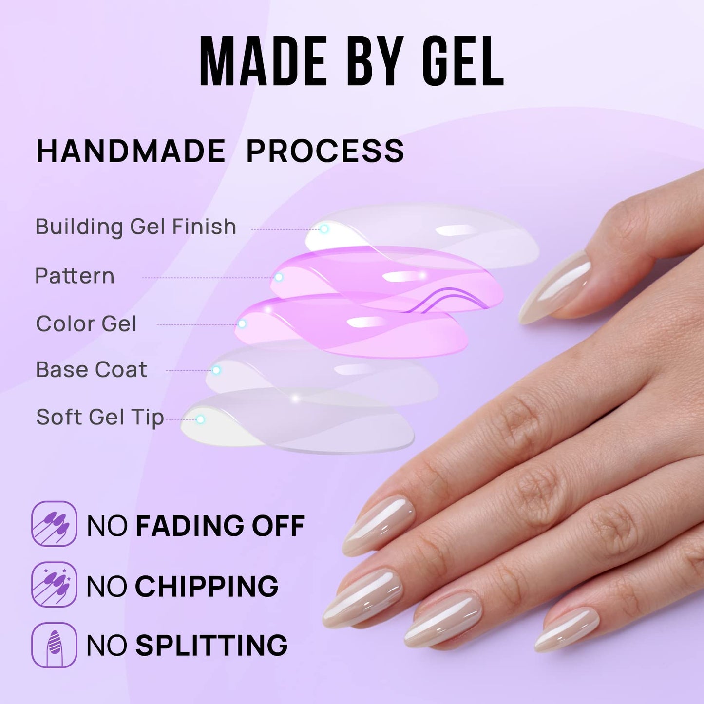 BTArtbox Soft Gel Press On Nails: Short Square Ombre | Vanilla Cream