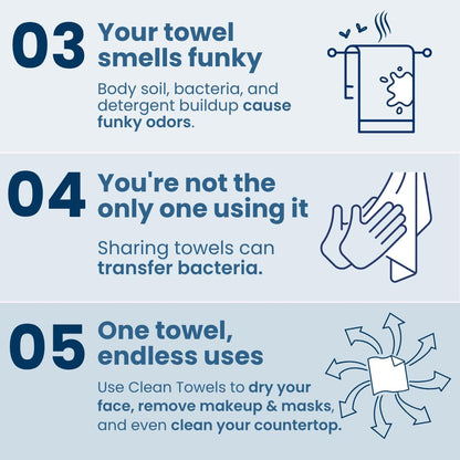 Clean Skin Club Clean Towels XL: 100% Biobased Disposable Face Towel for Clearer Skin