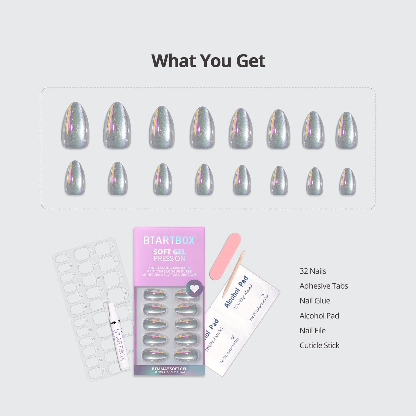 BTArtbox Soft Gel Press On Nails: Short Square Ombre | Vanilla Cream