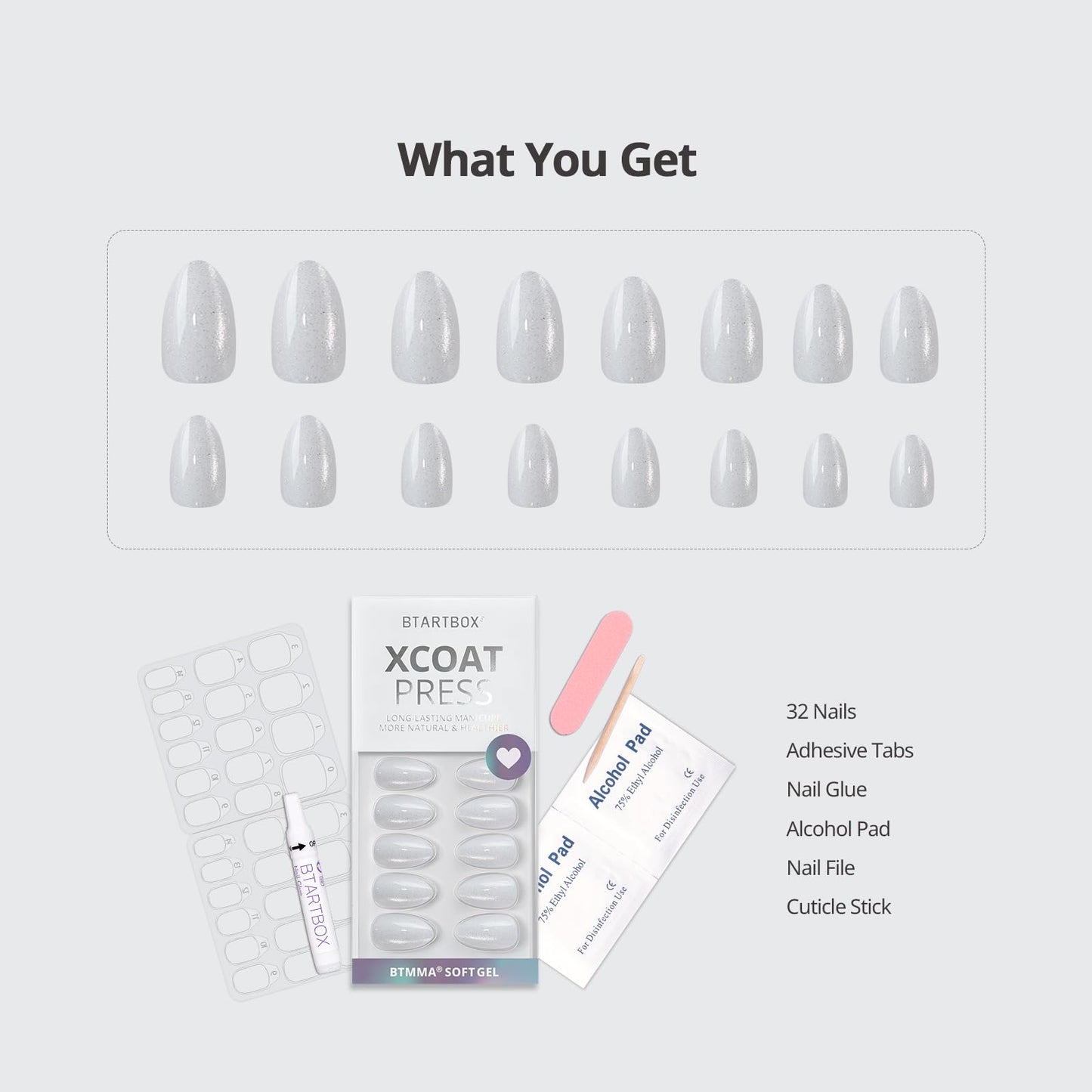 BTArtbox Soft Gel Press On Nails: Short Square Ombre | Vanilla Cream