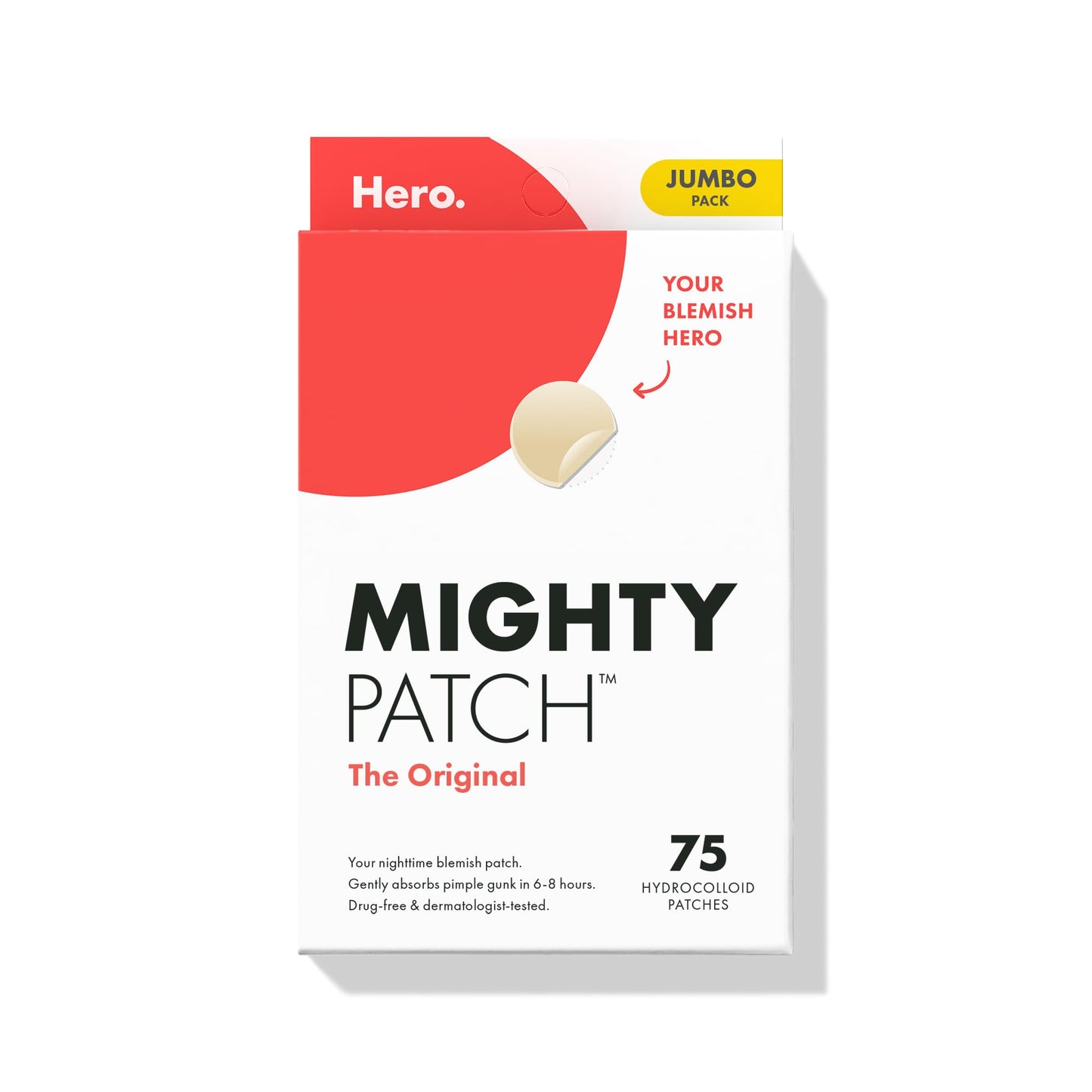 Hero Mighty Patch Original: Hydrocolloid Pimple Patch for Shrinking Zits in 1 Use (36 Ct)
