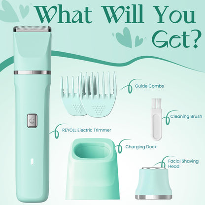 Risina Bikini Trimmer & Electric Razor for Women - Painless, IPX7 Waterproof Body & Facial Shaver